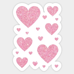 Light Pink Faux Glitter Hearts Sticker